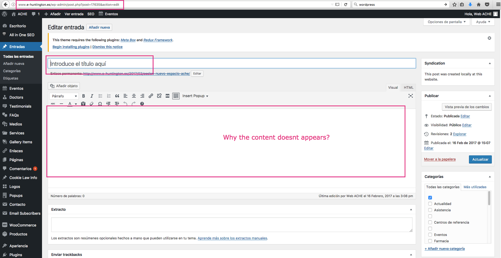 Screenshot wp edit issue Screenshot wp edit issue